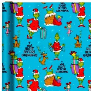 Dr. Seuss Blue Grinch, Max & Cindy Lou Who Christmas Gift Wrapping Paper